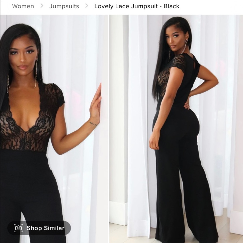 Fashion Nova Black Lace Jumpsuit